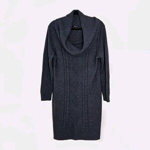 Jessica Sweater Dress Women XL Gray LS Cable Knit Turtleneck Western Cottagecore